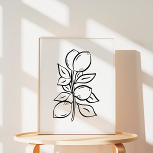 Whimsical Lemon Branch Illustration Art Poster