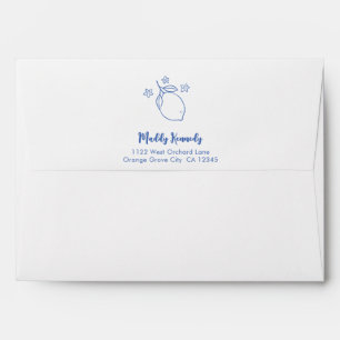 Whimsical Lemon Doodle Yellow Stripe Bridal Shower Envelope
