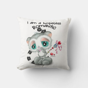 Whimsical Lemur with Heart Arrow – Cozy Love Throw Pillow