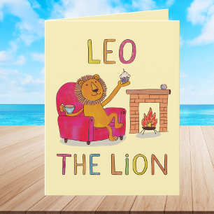 Whimsical Leo the Lion Zodiac Astrology Birthday o Thank You Card