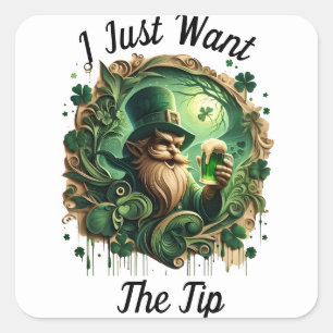 Whimsical Leprechaun Savoring A Pint Square Sticker