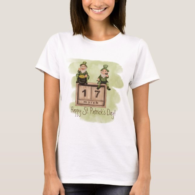 Whimsical Leprechauns St. Patrick's Day T-Shirt (Front)