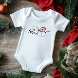 Whimsical Let It Snow Penguin Snowman | Christmas Baby Bodysuit<br><div class="desc">This design features a whimsical penguin snowman with the text " Let it snow" in popular typography.
#snow #winter #christmas #holidays #seasonal #snowman #penguin</div>