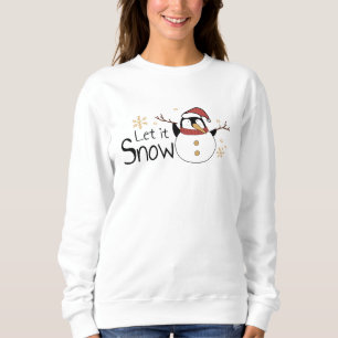 Whimsical Let It Snow Penguin Snowman Christmas Sweatshirt