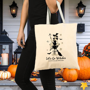 Whimsical Let's Go Witches Halloween Bachelorette Tote Bag