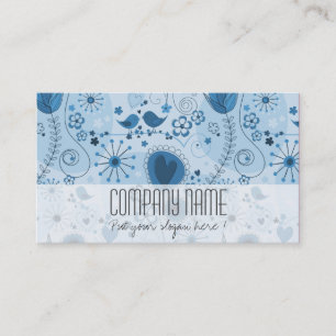 Whimsical Light Blue Floral Elegant Event Planner Business Card