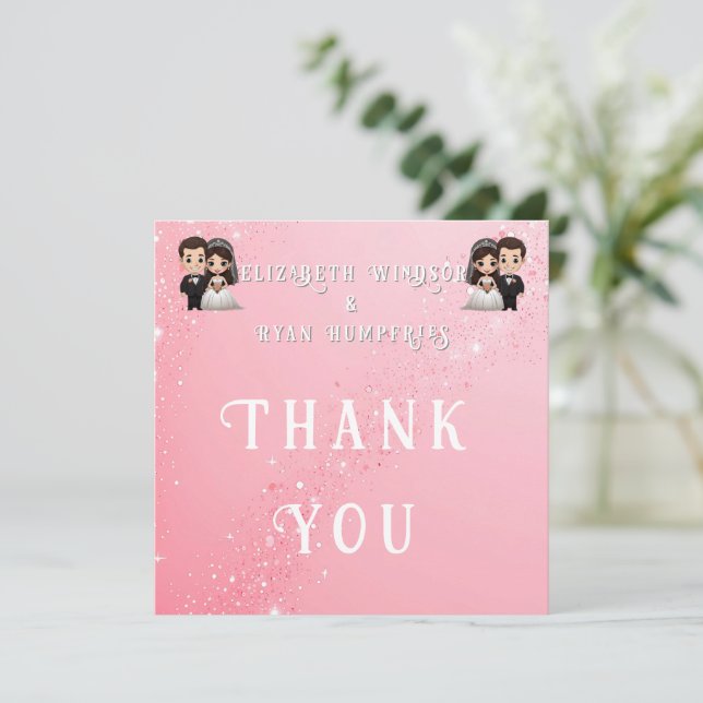 "Whimsical Light Pink Wedding Invitations Sparkles (Standing Front)