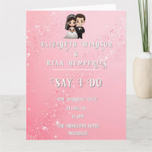 "Whimsical Light Pink Wedding Invitations Sparkles