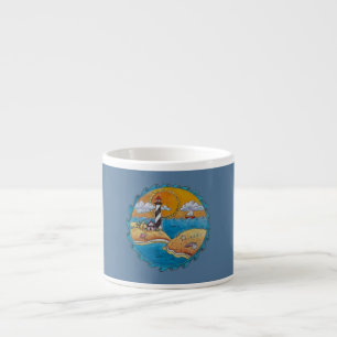 Whimsical Lighthouse Beach Scene Coastal Folk Art  Espresso Cup