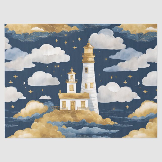 Whimsical Lighthouse  Tissue Paper (Front)