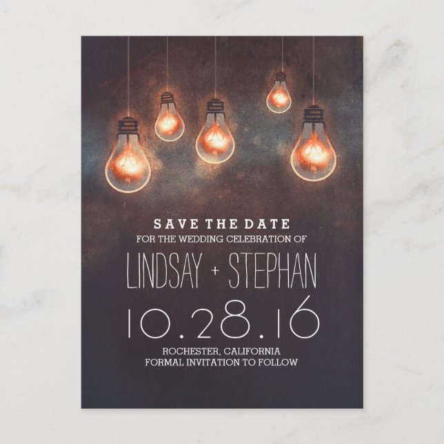 whimsical lights dreamy romantic save the date announcement postcard (Front)