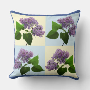 Whimsical Lilac Blossom Branch Collage Pattern Throw Pillow