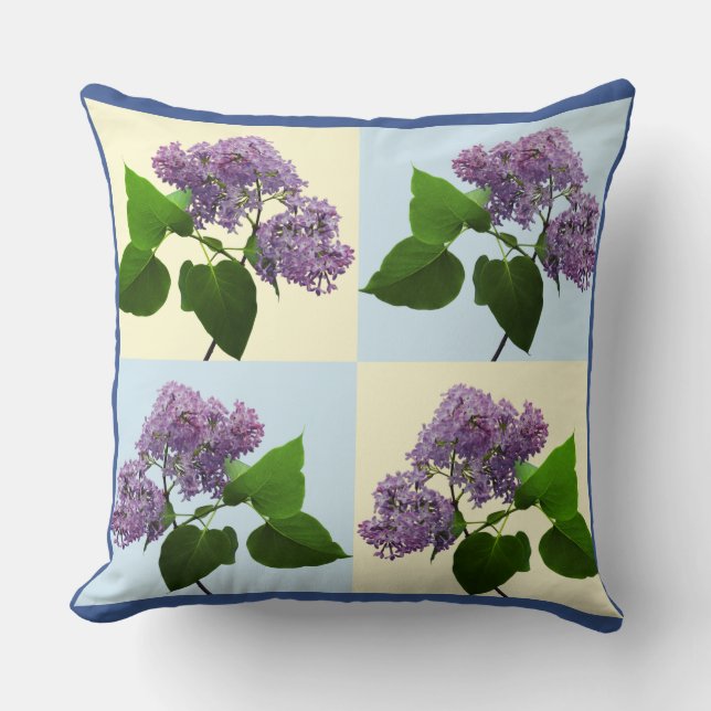 Whimsical Lilac Blossom Branch Collage Pattern Throw Pillow (Front)