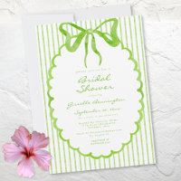 Whimsical Lime Watercolor Bow Stripe Bridal Shower