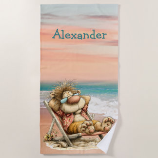 Whimsical Lion Beach Scene Personal Towel