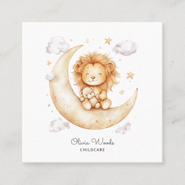 Whimsical Lion Cub Carte de visite de garde d'enfa (Devant)