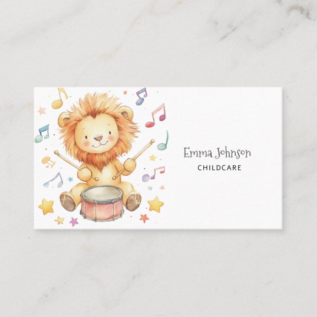 Whimsical Lion Cub Carte de visite de garde d'enfa (Devant)