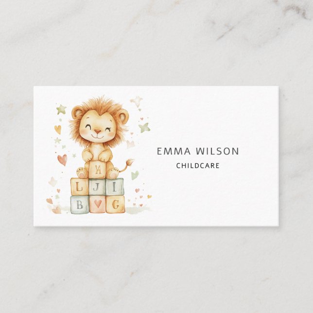 Whimsical Lion Cub Carte de visite de garde d'enfa (Devant)