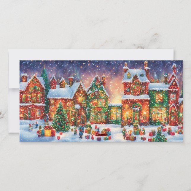 Whimsical Lite Brite Art Christmas 3 Photo Collage Holiday Card (Back)