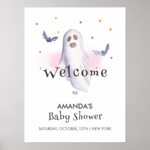 Whimsical Little Boo Halloween Baby Shower Welcome Poster