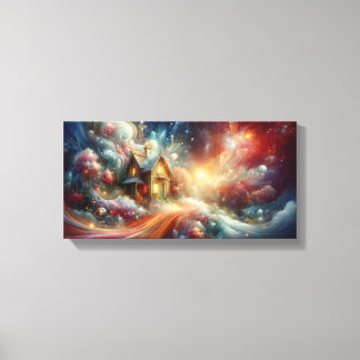 Whimsical Little Cottage, Explosion of Colour Canvas Print