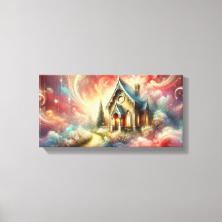 Whimsical Little Cottage, Explosion of Colour Canvas Print