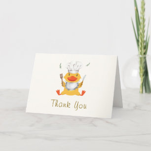 Whimsical Little Duckling Chef Duck Baby Shower Thank You Card
