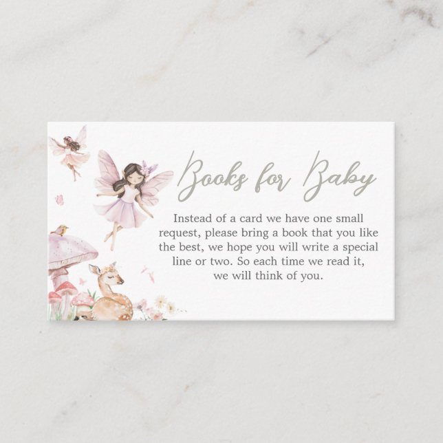 Whimsical Little Fairy Baby Shower Books for Baby Enclosure Card (Front)