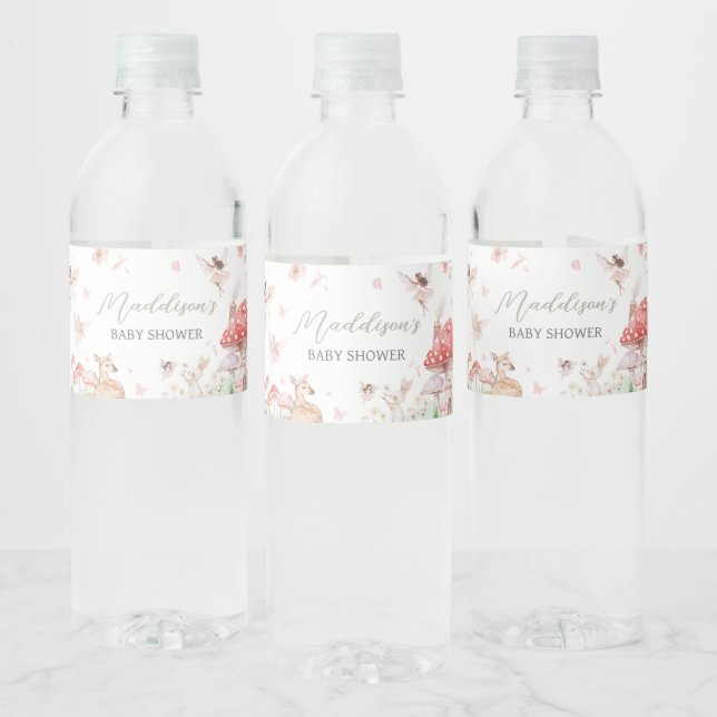 Whimsical Little Fairy Baby Shower Water Bottle Label (Bottles)