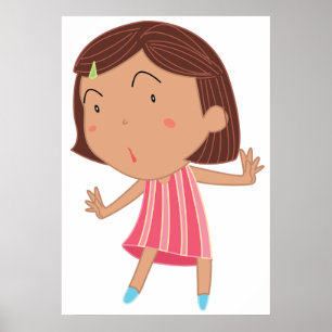 Whimsical Little Girl in Pink Striped Dress Poster