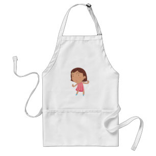 Whimsical Little Girl in Pink Striped Dress Standard Apron