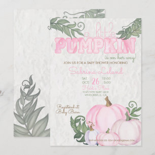 Whimsical Little Pumpkin Pink Girl Baby Shower Invitation