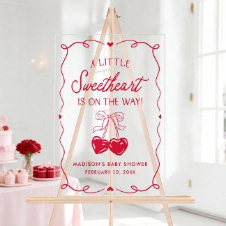 Whimsical Little Sweetheart Baby Shower Welcome Acrylic Sign