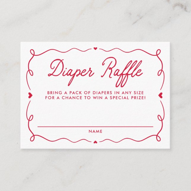 Whimsical Little Sweetheart Diaper Raffle Enclosure Card (Front)
