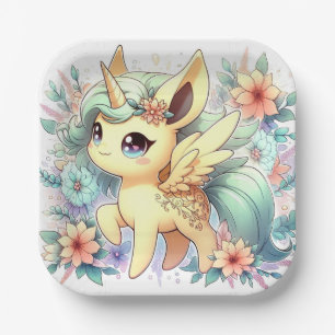 Whimsical Little Unicorn Baby Shower Paper Plate