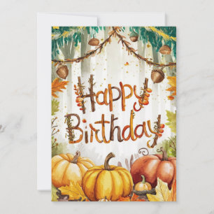 Whimsical Little Warm Autumn Fall Happy Birthday Card