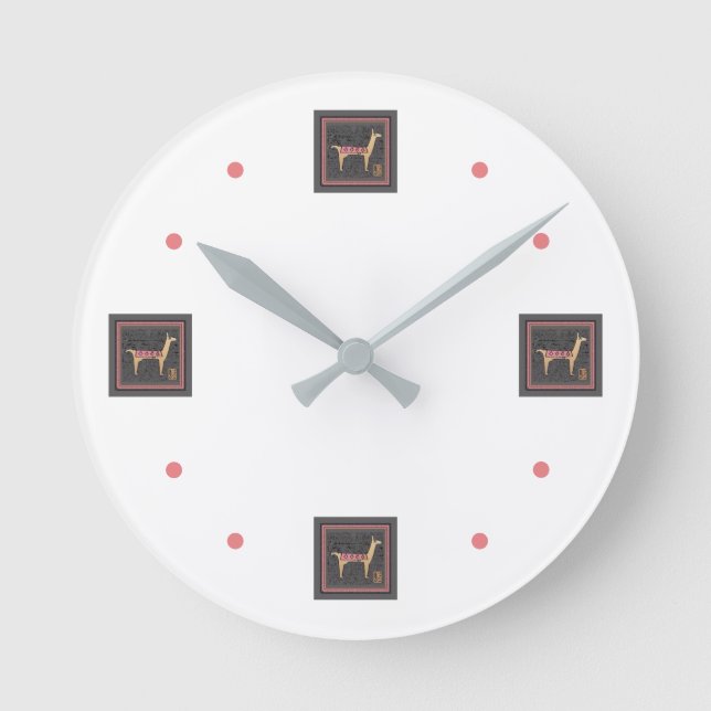 Whimsical Llamas Acrylic Wall Clock (Front)