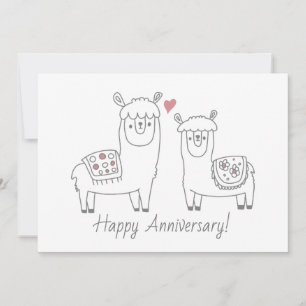 Whimsical Llamas Anniversary Card