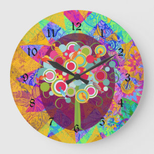 Whimsical Lollipop Candy Tree Colourful Abstract U Large Clock