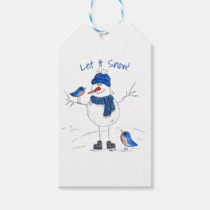 Whimsical Long-Legged Snowman Gift Tags