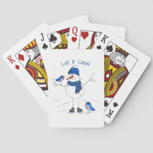 Whimsical Long-Legged Snowman Playing Cards
