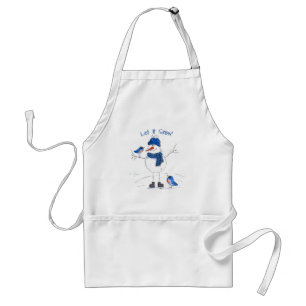 Whimsical Long-Legged Snowman Standard Apron