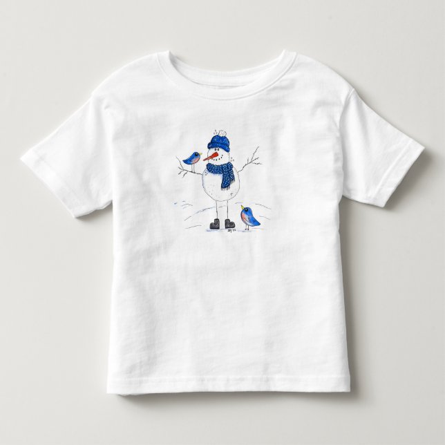 Whimsical Long-Legged Snowman Toddler T-shirt (Front)