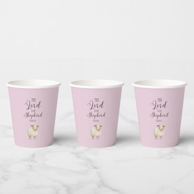 Whimsical Lord is My Shepherd Psalm 23:1 Paper Cups (Multi)