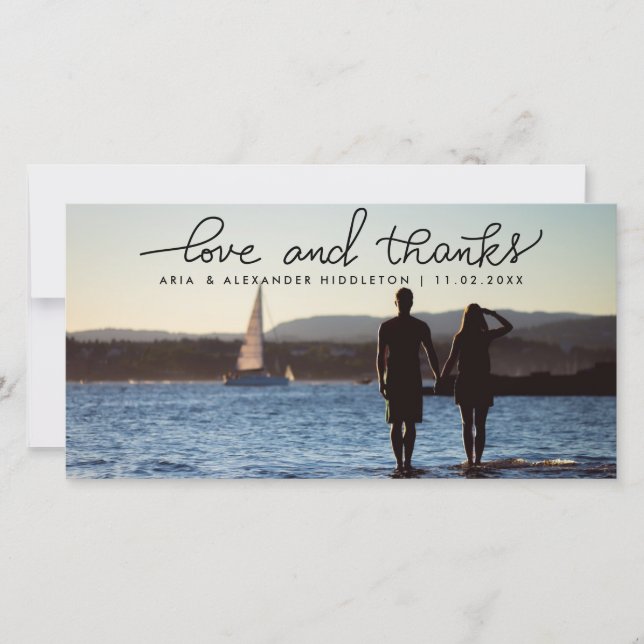 Whimsical Love And Thanks Wedding Handwritten Thank You Card (Front)