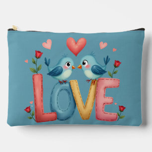 Whimsical Love Birds Pastel Cottagecore Art Accessory Pouch