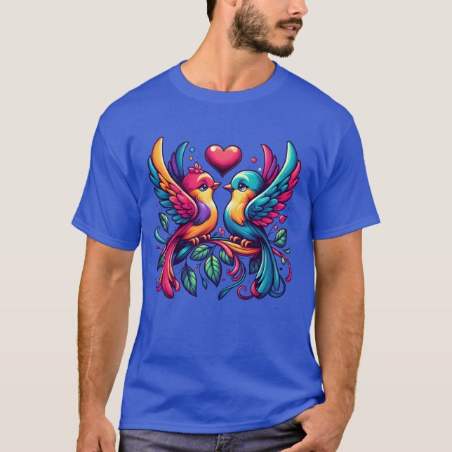 Whimsical Love Birds vintage T-Shirt (Front)