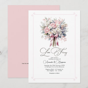 Whimsical Love Fancy Pastel Floral Wedding QR Code Invitation
