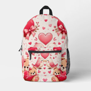 Whimsical Love Pattern School Bag - Cute Gift for