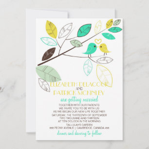 Whimsical Lovebirds Wedding Invitation